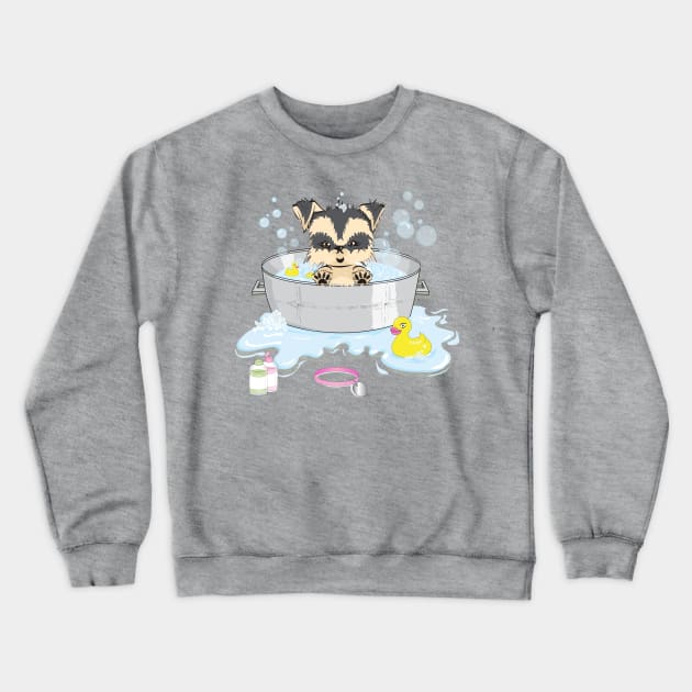 Bathing the puppy Crewneck Sweatshirt by RebecaZum